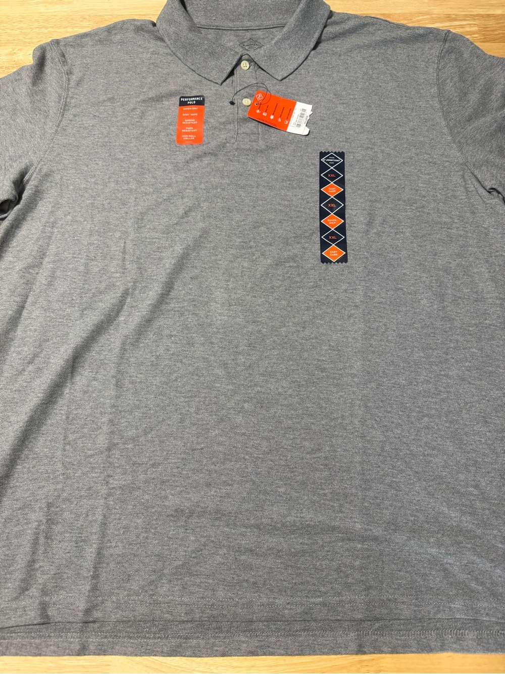 Men’s St. John’s Bay Performance Polo Shirt Gray XXL NWT Quick-Dri